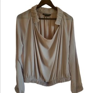 BCBGMaxAzria Taupe Beige Long Sleeved Top Blouse Taupe XS